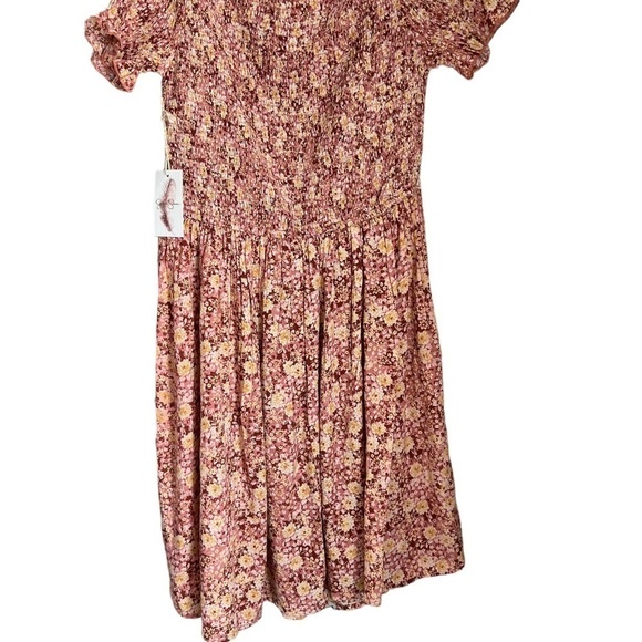 Nwt-Jessica Simpson Aldan Short Sleeve Smocked Wild Rose Botanical Dots Size Med - Picture 7 of 8
